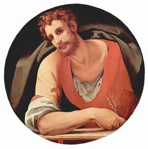 Agnolo Bronzino (1503, Firenze - 1572, Firenze), “San Marco Evangelista”, c. 1525, Olio su tavola, diametro 70 cm, Cappella Capponi, Santa Felicita, Firenze