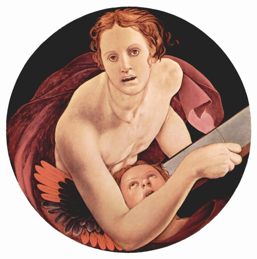 Agnolo Bronzino (1503, Firenze - 1572, Firenze), “San Matteo Evangelista”, c. 1525, Olio su tavola, diametro 70 cm, Cappella Capponi, Santa Felicita, Firenze