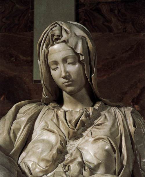 Michelangelo, particolare della “Pietà” in San Pietro a Roma